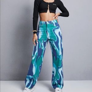 SHEIN blue high waisted straight leg jeans.